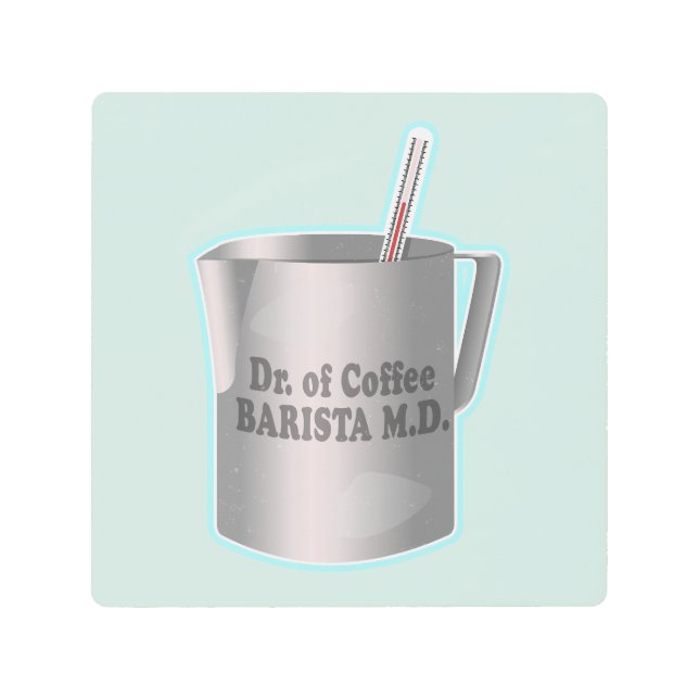 バリスタコーヒーメイキングおもしろい医師 メタルプリント (正面)