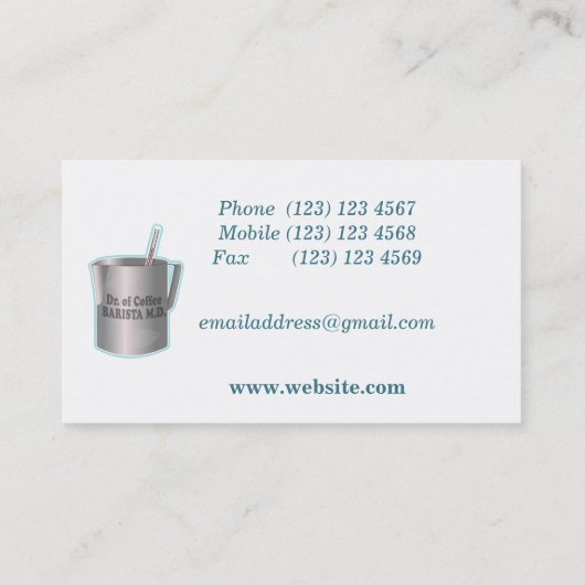 バリスタコーヒーメイキングおもしろい医師 名刺 (裏面)