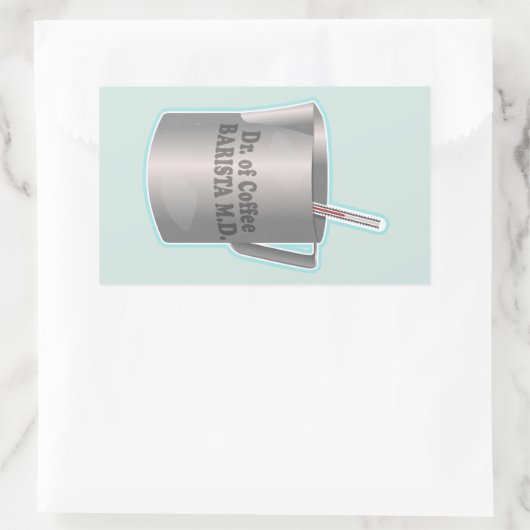 バリスタコーヒーメイキングおもしろい医師 長方形シール (バッグ)