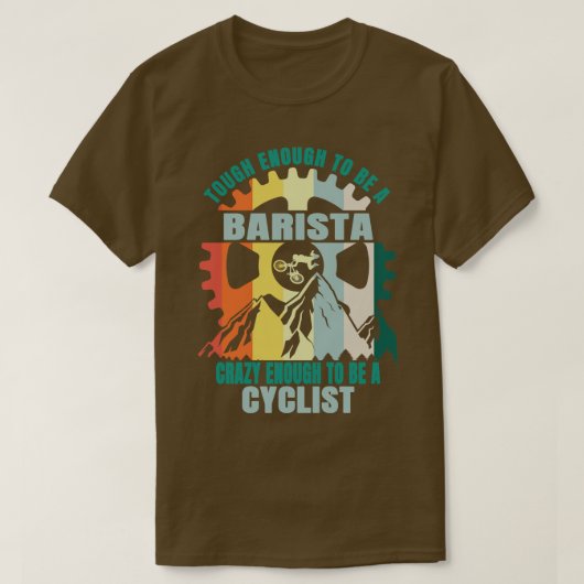 バリスタバイクもしくは自転車に乗る人デザイン Tシャツ (デザイン正面)