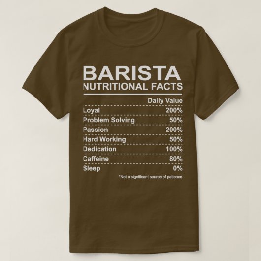 バリスタ栄養事実 Tシャツ (デザイン正面)