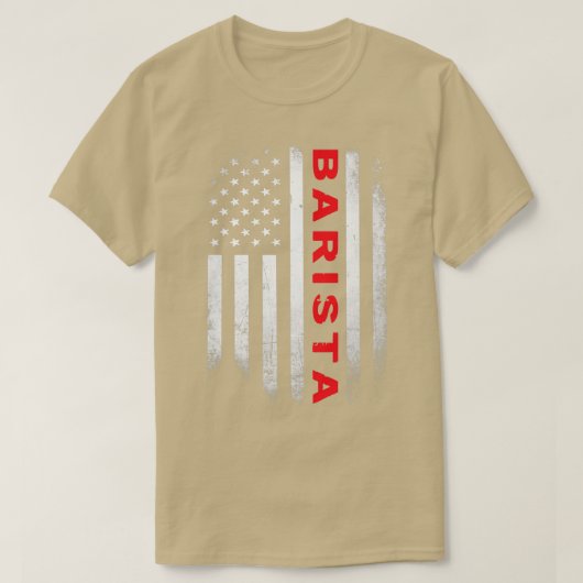 バリスタ米国国旗のシャツ Tシャツ (デザイン正面)
