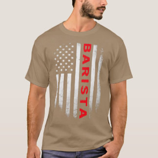 バリスタ米国国旗のシャツ Tシャツ