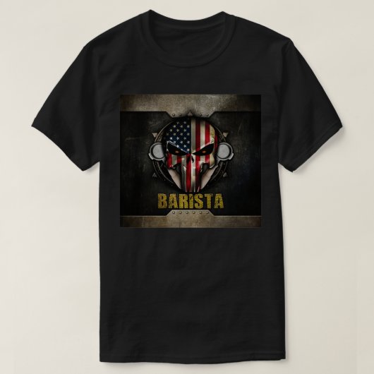 バリスタ米国国旗のマスク Tシャツ (デザイン正面)