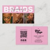 バリッズ タイポグラフィー 写真 QRコード ロゴ ピンク 名刺 (正面/裏面)