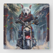 バリテリア犬のバイククリスマス スクエア壁時計 (正面)