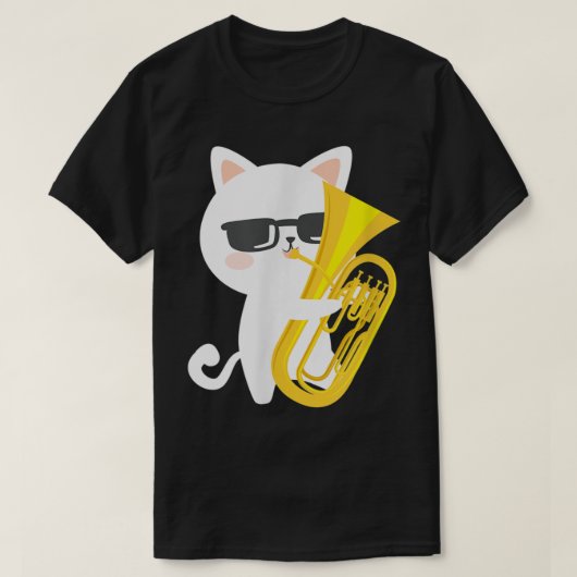 バリトン猫かわいいバリトンeuphoniumプレイヤーキャットオウ tシャツ (デザイン正面)
