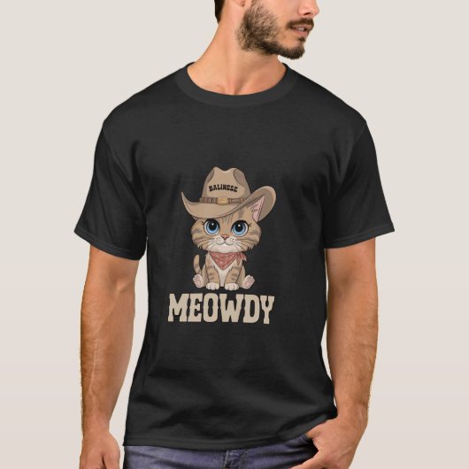 バリニーズカウボーイ猫のニャオ Tシャツ (正面)