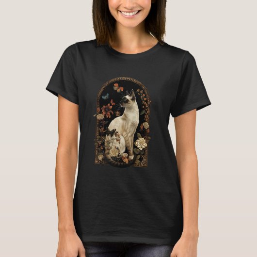 バリニーズ猫の花 Tシャツ (正面)