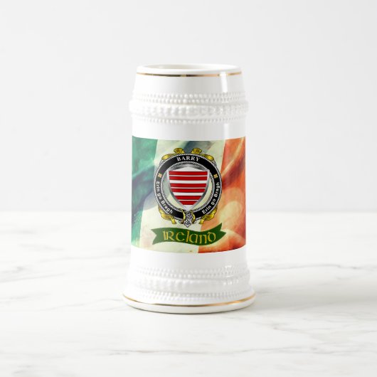 バリパーソナライズされたリーアイリッシュバッジ付き/アイルランド国旗 ビールジョッキ (中央)