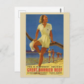 バリヤ素晴らしリーフオーストラリアのヴィンテージポスター1934 ポストカード (正面/裏面)