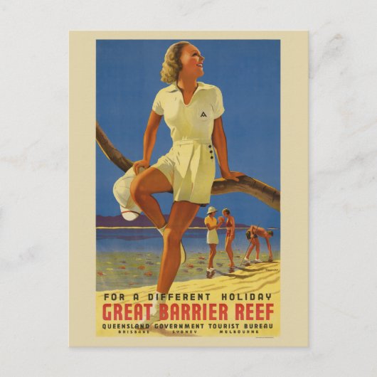 バリヤ素晴らしリーフオーストラリアのヴィンテージポスター1934 ポストカード (正面)