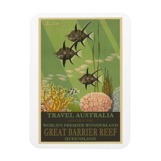 バリヤ素晴らしリーフオーストラリアのヴィンテージ旅行ポスター マグネット (縦)