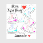 バリューアイススケートで滑るかわいいピンク/ブルーの組み合わせ シール (シート)