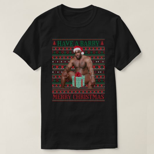 バリーのメリークリスマスを持っておもしろい – 黒人男のミームchr tシャツ (デザイン正面)