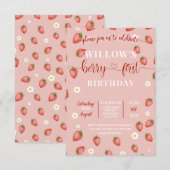 バリーファースト スターベリー テーマの誕生日招待状 招待状 (正面/裏面)