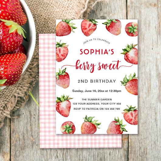 バリー スウィート 2歳の誕生日 ストロベリー 招待状