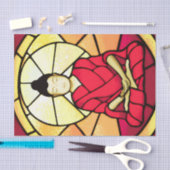 バリ仏像のステイングラス窓 薄葉紙 (クラフト)