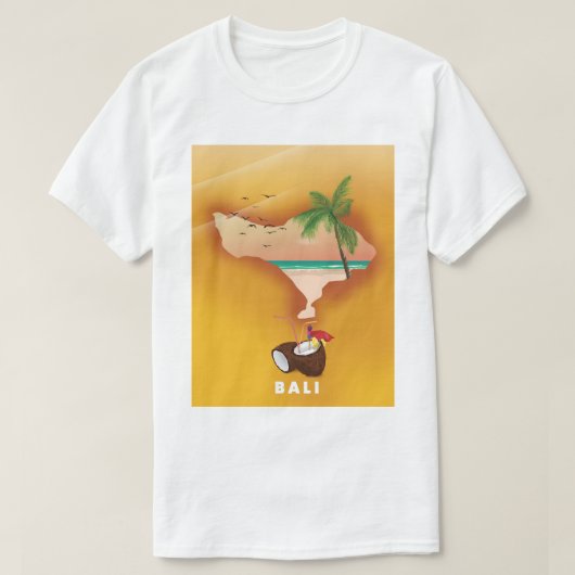 バリ島のイラスト地図 Tシャツ (デザイン正面)