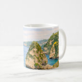 バリ島のダイヤモンドビーチの水彩画ターコイズブルーの海 コーヒーマグカップ (正面右)