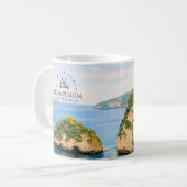 バリ島のダイヤモンドビーチの水彩画ターコイズブルーの海 コーヒーマグカップ (正面左)