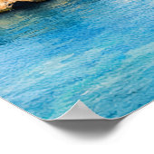 バリ島のダイヤモンドビーチの水彩画 ターコイズブルーの海 ポスター (角)