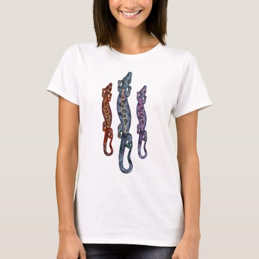 バリ島のトカゲの青いすみれ色の赤 Tシャツ (正面)