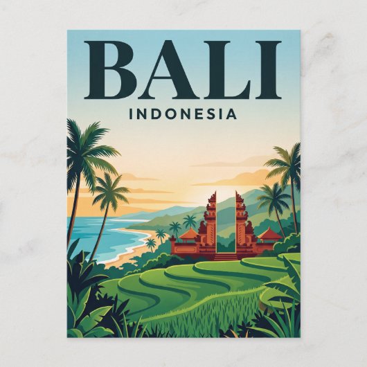 バリ島のビンテージ旅行ポストカード ポストカード (正面)