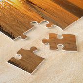 バリ島のビーチの美しいオレンジ日没 ジグソーパズル (側面)