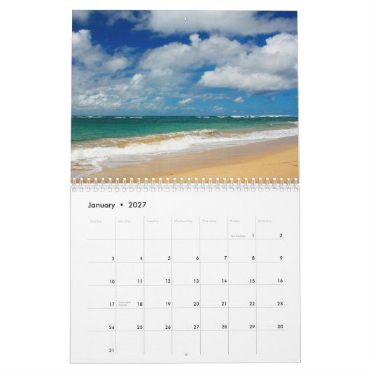 バリ島の夢 カレンダー (1月 2027)