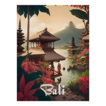 バリ島の寺院の旅行ポスター