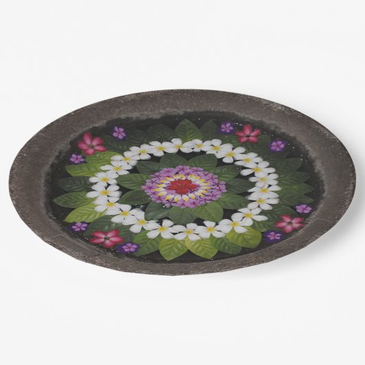 バリ島の浮遊花ボールの使い捨て可能な紙皿 ペーパープレート (アングル)