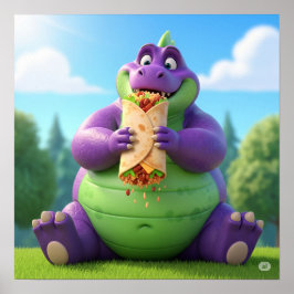 バリ島を楽しむ紫恐竜 ポスター