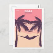 バリ島インドネシアピンクヴィンテージ旅行ポスター ポストカード (正面/裏面)
