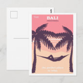 バリ島インドネシアピンクヴィンテージ旅行ポスター ポストカード (正面/裏面)