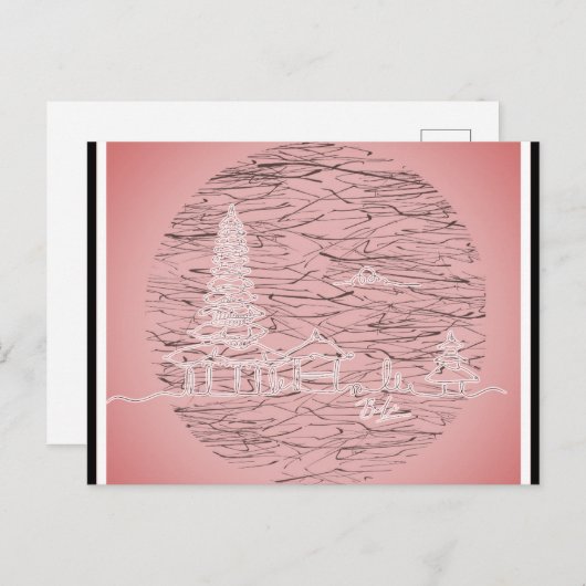 バリ島インドネシアピンク旅行 ポストカード (正面/裏面)