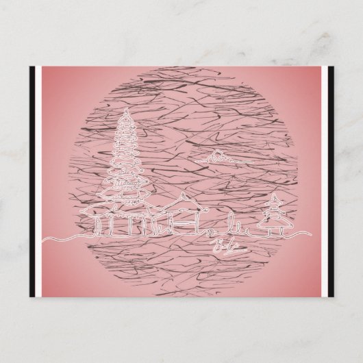 バリ島インドネシアピンク旅行 ポストカード (正面)