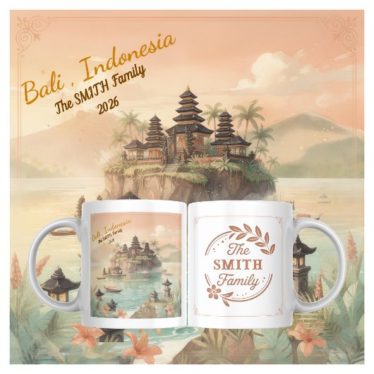 バリ島インドネシア家族旅行記念 ジャンボコーヒーマグカップ