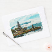 バリ島インドネシア寺院水彩画 長方形シール (封筒)