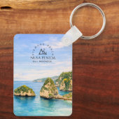 バリ島ダイヤモンドビーチのターコイズブルーな海の水彩画 キーホルダー (裏面)