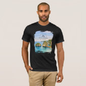 バリ島ダイヤモンドビーチのターコイズブルーな海の水彩画 Tシャツ (正面フル)
