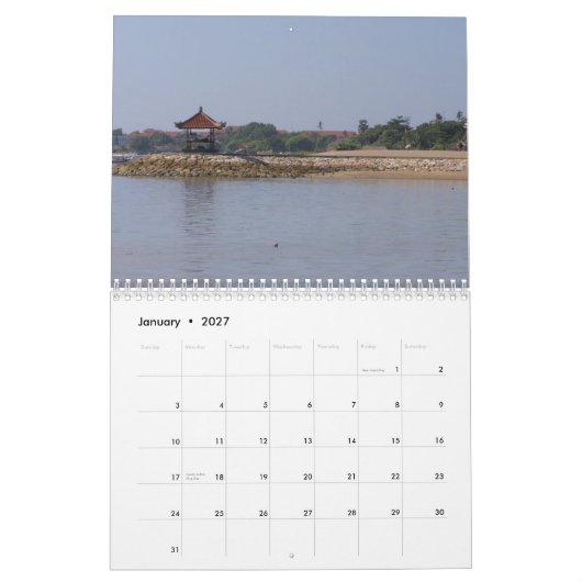 バリ島2013年 カレンダー (1月 2027)