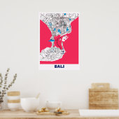 バリ島 – インドネシアミルクティーシティマップ ポスター (キッチン)