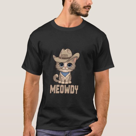 バリ猫のカウボーイにニャンハロー Tシャツ (正面)