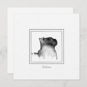 バリ猫の白黒のスケッチ ノートカード (正面/裏面)