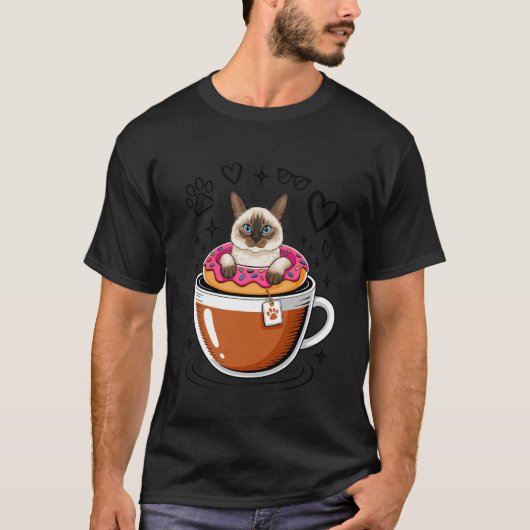 バリ猫ドーナツと珈琲 Tシャツ (正面)