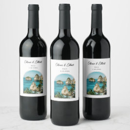 バリ結婚式の引き出物 パーソナライズされた ワインラベル