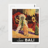 バリ、マス伝統的ク、ダンス、ヴィンテージ旅行 ポストカード (正面/裏面)