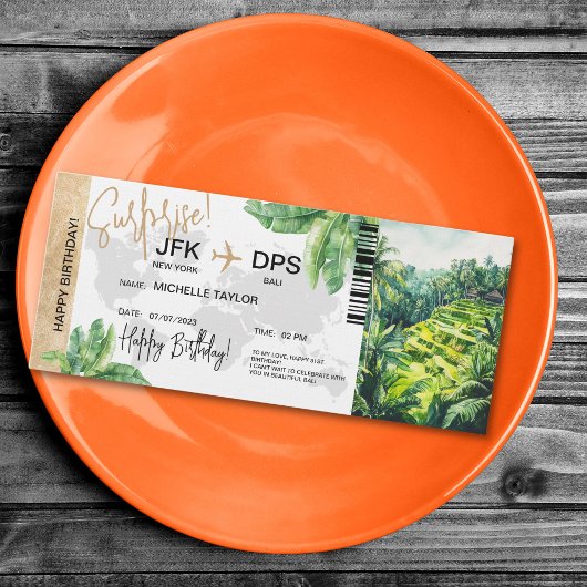 バリ リトリート サプライズ 誕生日 航空券 招待状