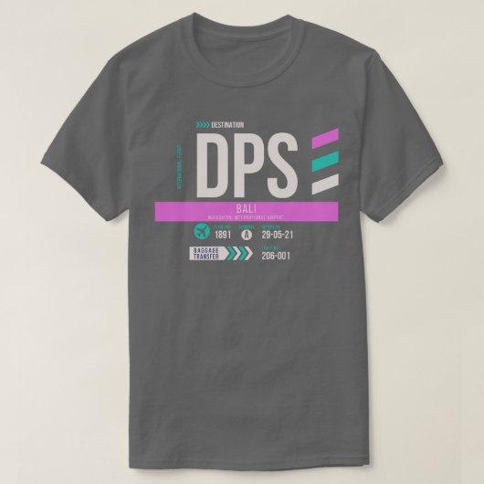 バリDPS空港コードバゲージラベル1 Tシャツ (デザイン正面)